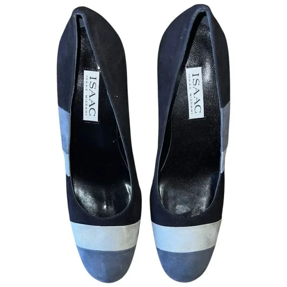 Isaac Mizrahi - Pam - Black/Grey Suede Round Toe Pump Womens Sz 10M GREAT CONDIT